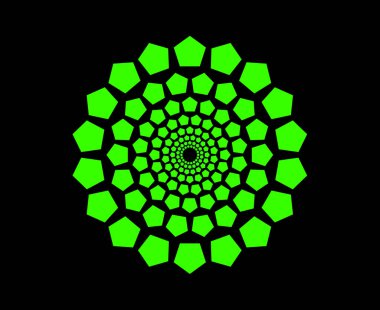Soyut Geometrik Dairesel Desen Spiral Yeşil Renk Tasarım Vektörü İllüstrasyonu