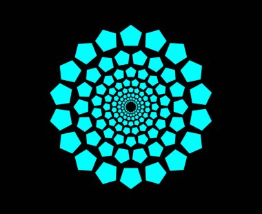 Soyut Geometrik Dairesel Desen Spiral Cyan Renk Tasarım Vektörü İllüstrasyonu