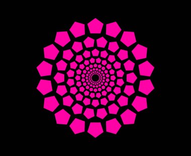 Soyut Geometrik Dairesel Şablon Sarmal Pembe Renk Tasarım Vektörü İllüstrasyonu