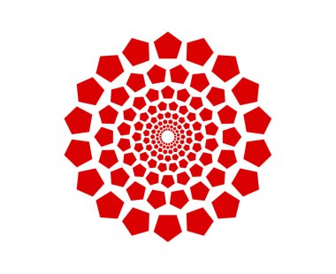 Soyut Geometrik Dairesel Şablon Sarmal Kırmızı Renk Tasarım Vektörü İllüstrasyonu