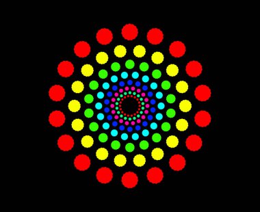 Dairesel Spiral Noktalar Şablon Çok Renkli Soyut Tasarım Vektörü İllüstrasyonu