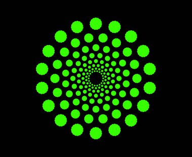 Dairesel Spiral Noktalar Şablon Yeşil Renk Soyut Tasarım Vektörü İllüstrasyonu