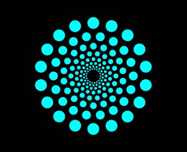 Dairesel Spiral Noktalar Desen Cyan Renk Soyut Tasarım Vektörü İllüstrasyonu