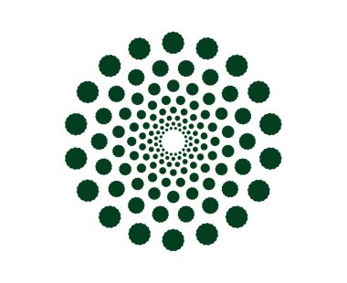 Dairesel Spiral Noktalar Şablon Yeşil Renk Soyut Tasarım Vektörü İllüstrasyonu