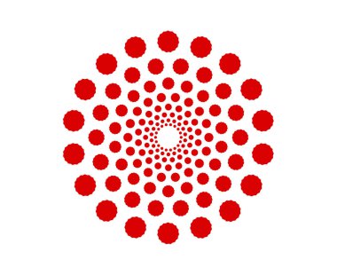 Dairesel Sarmal Noktalar Şablon Kırmızı Renk Soyut Tasarım Vektör İllüstrasyonu