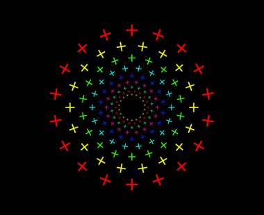 Kar Taneleri Dairesel Spiral Desen Çok Renkli Soyut Tasarım Vektörü İllüstrasyonu