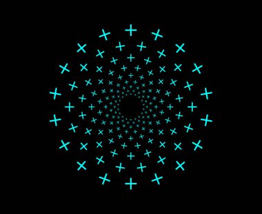 Kar Taneleri Dairesel Spiral Desen Cyan Renk Soyut Tasarım Vektörü İllüstrasyonu