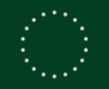 Kar Taneleri Dairesel Düzenleme Spiral Desen Yeşil Soyut Tasarım Vektörü İllüstrasyonu