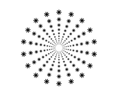 Çiçekli Mandala Döner Dairesel Şablon Siyah Renkli Soyut Tasarım Vektörü İllüstrasyonu