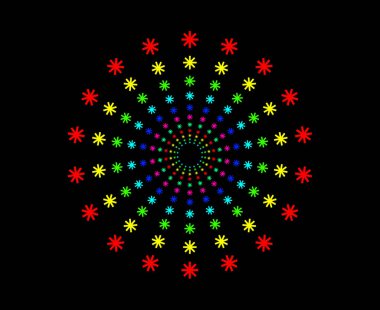 Flowery Mandala Sarmal Dairesel Desen Çok Renkli Soyut Tasarım Vektörü İllüstrasyonu