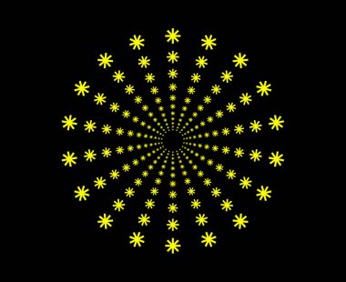 Çiçekli Mandala Sarmal Dairesel Şablon Sarı Renk Soyut Tasarım Vektörü Resimleri