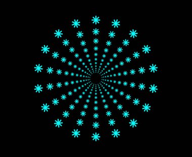 Flowery Mandala Spiral Dairesel Desen Cyan Renk Soyut Tasarım Vektörü İllüstrasyonu