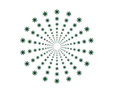 Çiçekli Mandala Döner Dairesel Şablon Yeşil Renk Soyut Tasarım Vektörü İllüstrasyonu