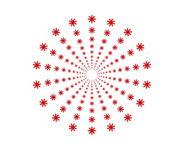 Çiçekli Mandala Döner Dairesel Şablon Kırmızı Renk Soyut Tasarım Vektörü İllüstrasyonu