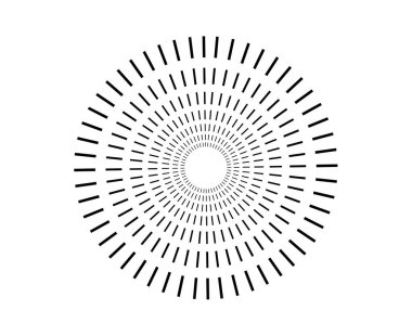 Spiral Radikal Dairesel Çizgiler Desen Siyah Renk Soyut Tasarım Vektörü İllüstrasyonu