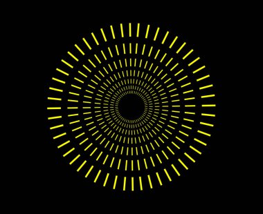 Spiral Radikal Dairesel Çizgiler Şablon Sarı Renk Soyut Tasarım Vektörü İllüstrasyonu