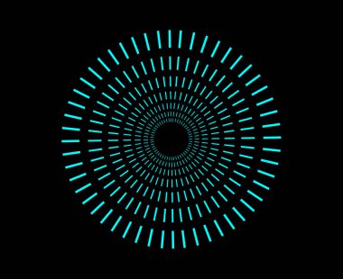 Spiral Radikal Dairesel Çizgiler Desen Cyan Renk Soyut Tasarım Vektörü İllüstrasyonu