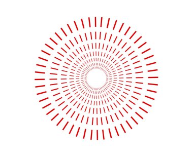 Spiral Radikal Dairesel Çizgiler Şablon Kırmızı Renk Soyut Tasarım Vektörü İllüstrasyonu