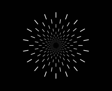 Parlak Yıldız Patlaması Dairesel Şablon Siyah ve Beyaz Renkli Soyut Tasarım Vektörü İllüstrasyonu