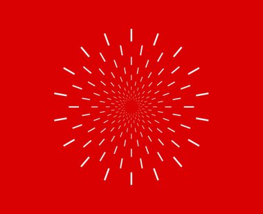 Parlak Yıldız Patlaması Dairesel Şablon Kırmızı Soyut Tasarım Vektör İllüstrasyonu