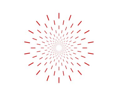 Parlak Yıldız Patlaması Dairesel Şablon Kırmızı Renk Soyut Tasarım Vektörü İllüstrasyonu