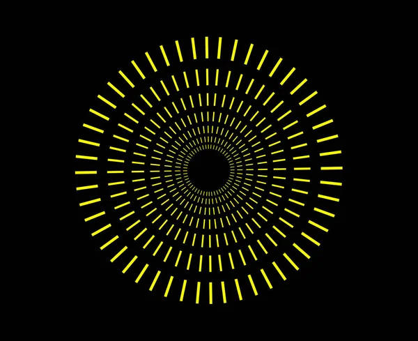 Spiral Radikal Dairesel Çizgiler Şablon Sarı Renk Soyut Tasarım Vektörü İllüstrasyonu
