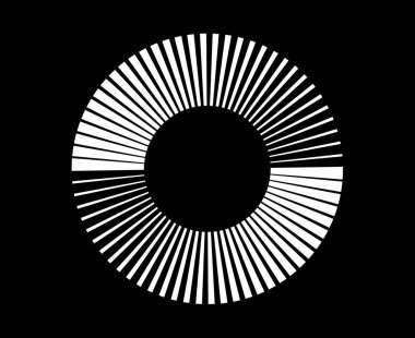 Spiral Dairesel Dönüşüm Şablonu Siyah ve Beyaz Renkli Soyut Tasarım Vektörü İllüstrasyonu