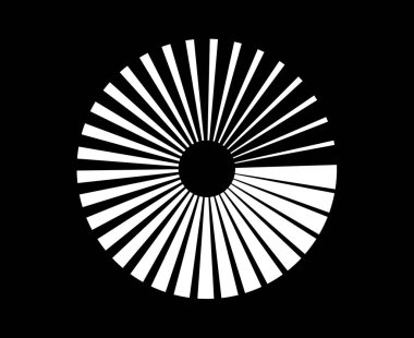 Spiral Dairesel Halat Döndürme Şablonu Siyah ve Beyaz Renkli Soyut Tasarım Vektörü İllüstrasyonu