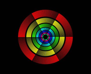 Dairesel Halat Döndürme Radial Döndürme Modeli Çok Renkli Soyut Tasarım Vektörü İllüstrasyonu