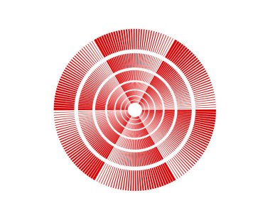 Dairesel Halat Döndürme Radyal Döndürme Şablon Kırmızı Renk Soyut Tasarım Vektörü İllüstrasyonu