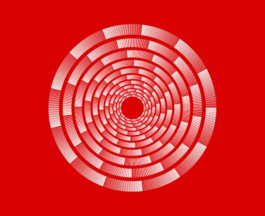 Spiral Desenli Dairesel Geometrik Kırmızı Soyut Modern Tasarım Vektörü İllüstrasyonu