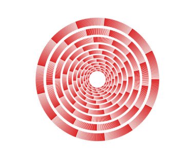 Spiral Desenli Dairesel Geometrik Kırmızı Renk Soyut Modern Tasarım Vektörü İllüstrasyonu