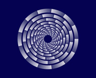 Spiral Desenli Dairesel Geometrik Mavi Soyut Modern Tasarım Vektörü İllüstrasyonu