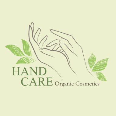 Organic Cosmetics Design elements with contoured woman's hand