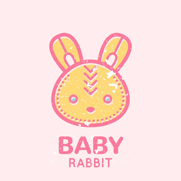 Emblème de bébé avec petit lapin mignon — Image vectorielle