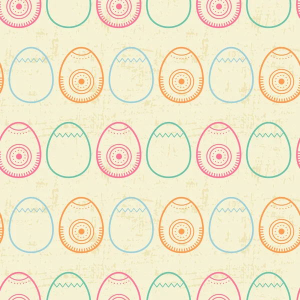 Happy easter Seamless pattern with outlined colored eggs — Stockový vektor