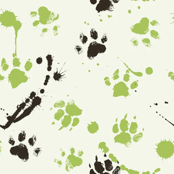 Vector seamless pattern with paw footprints of a dog — Stock Vector