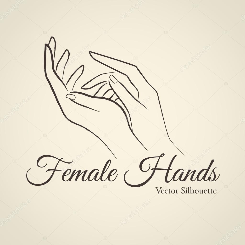 Elegant female hands silhouette 