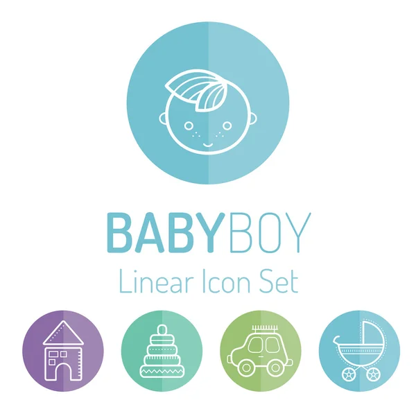 Brigh iconos lineales redondos coloridos para niños — Vector de stock