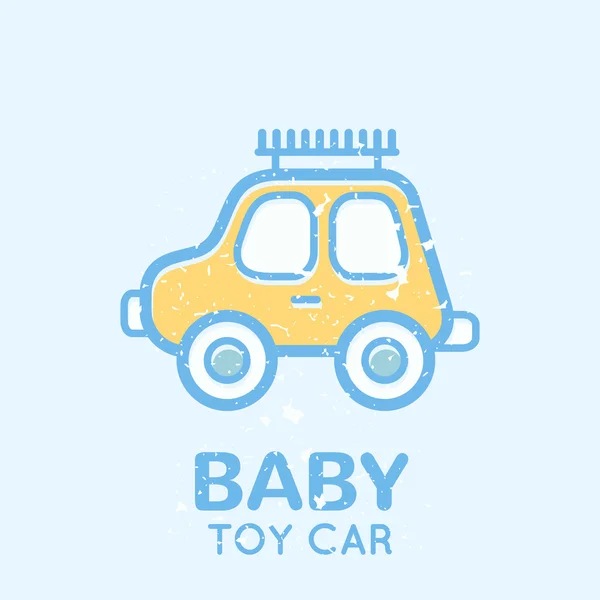 Emblema babyish con un coche de juguete — Vector de stock