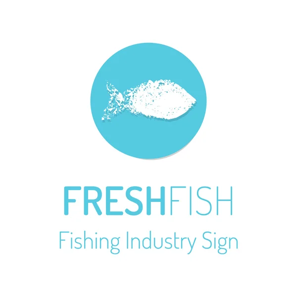 Fresh fish vector logo with the footprint sign — Stock Vector