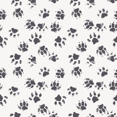 Bir köpek pençe ayak izleri ile vektör seamless modeli