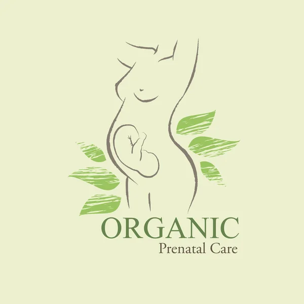 Organic Cosmetics Design element with contoured pregnant women and newborn babies — Stock Vector