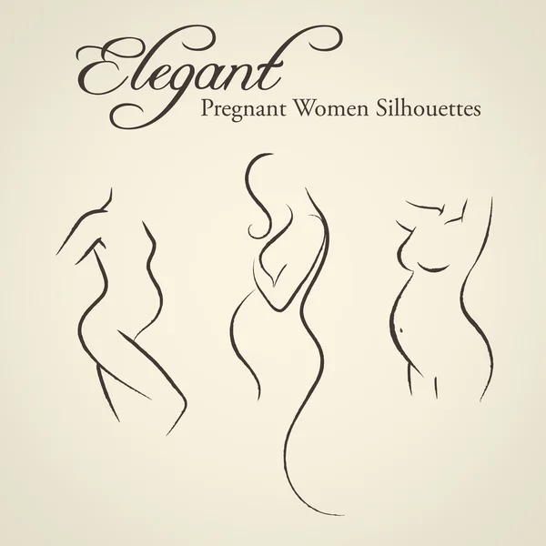 Conjunto de elegantes siluetas de mujer embarazada — Archivo Imágenes Vectoriales
