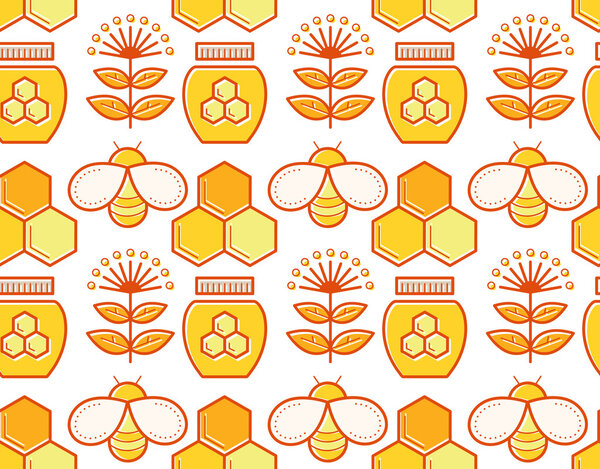 Бесшовный медовый узор с мазками пчеловодства
 