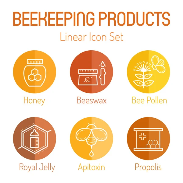 Продукция пчеловодства - линейный набор иконок — стоковый вектор
