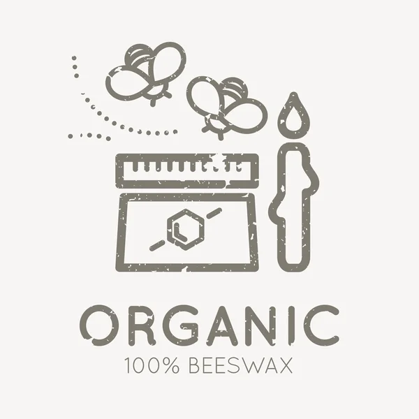 Έμβλημα μελισσοκομίας με μελισσούλες και βάζο με κερί μέλισσας — Διανυσματικό Αρχείο