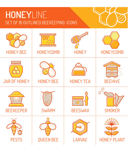 Набор разноцветных медовых и пчеловодческих икон
