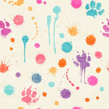 Abstract seamless pattern with bright colorful hand drawn blots clipart