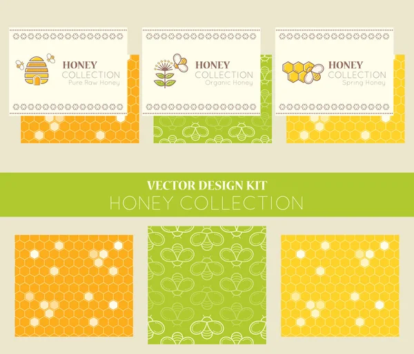 Vector design layouts - natural honey collection — Stock Vector